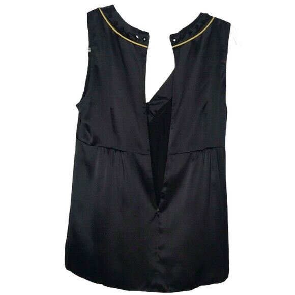 Signette Womens Size 6 Black and Yellow Tank 100% Silk Embellished - Picture 7 of 7